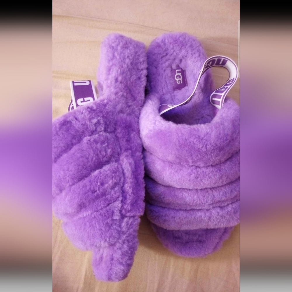 Worn 1 Time! Size 11 42 Purple UGG Shearling Fluff Yeah Platforms
